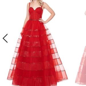 ISO - Rachel Allan, style number 6576. Color red. Size 4.